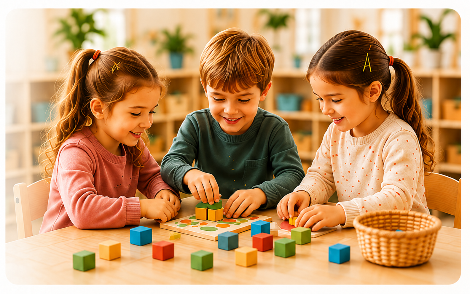 Kindergarten çocukları etkinlik yaparken