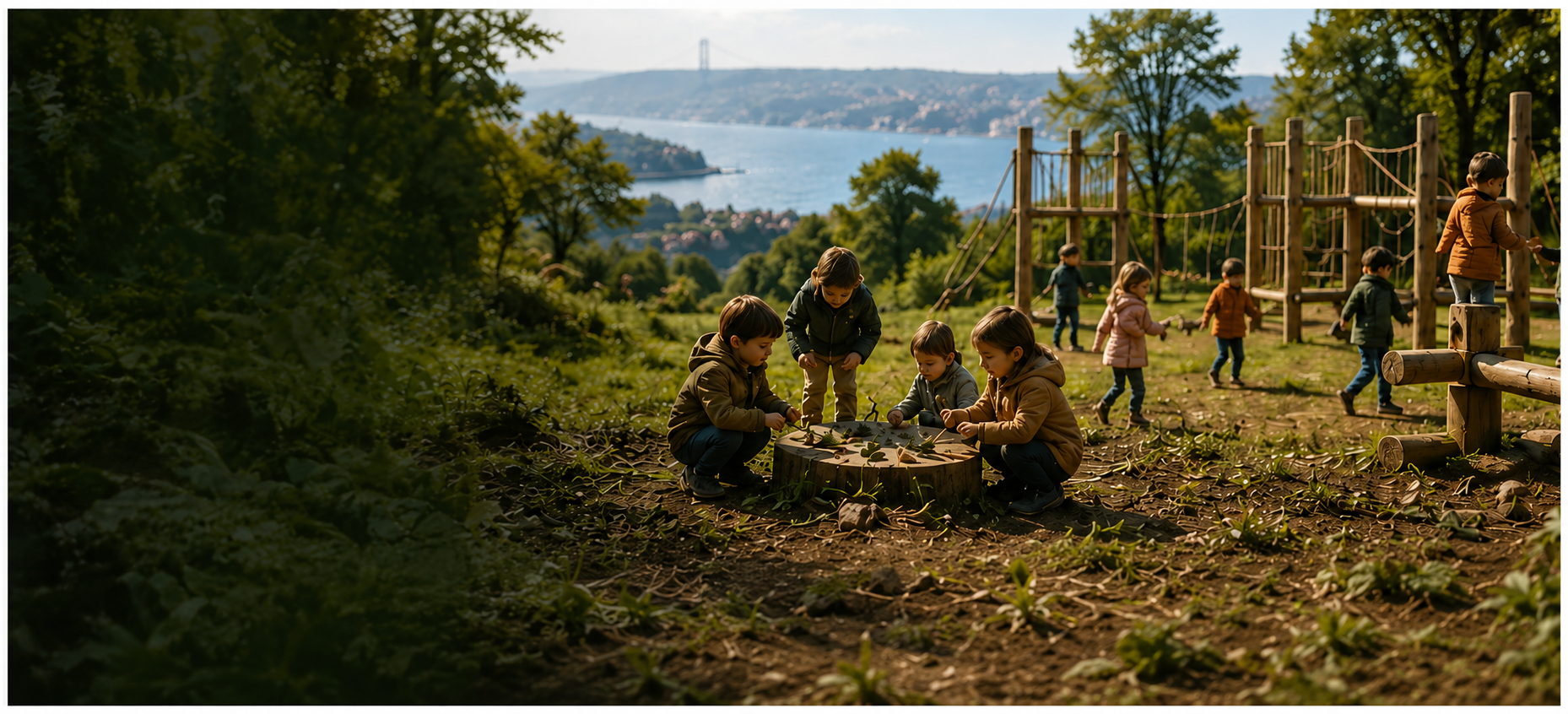 Çocuklar doğada oyun oynarken